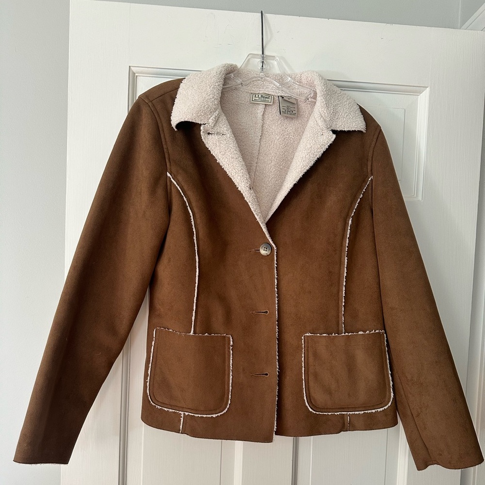 LLBean  faux suede and shearling jacket for women